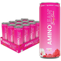 Rsp Nutrition Aminolean Energy Drink - Sugar Free Amino Energy With No Jitters, Tingles, Or Crash, Vegan Amino Acids, Berry Elixir, 12 Pack