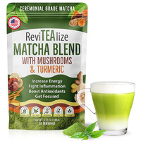 Revitealize Organic Matcha Mushroom Powder - Organic Ceremonial Grade Matcha Powder Blend Mushroom Coffee Alternative - Mushroom Matcha Latte Powder (30 Servings)