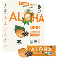 Aloha Organic Plant Based Protein Bar Minis |Peanut Butter Chocolate Chip | 20 Count, 24G Bars | Vegan, Low Sugar, Gluten Free, Low Carb, Non-Gmo, Stevia Free, Soy Free, No Sugar Alcohols