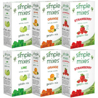 Simple Mixes Natural Gelatin Variety Pack, 2 Each: Strawberry, Orange & Lime, Healthy, Lactose, Fat & Gluten Free, Kosher, 3.1 Oz Per Package, 6 Count