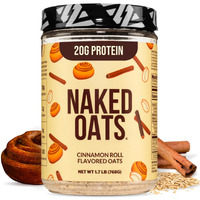 Naked Oats - Cinnamon Overnight Oats, 20G Whey Protein, Gluten-Free Oatmeal Instant Breakfast Or Shake, High Protein Oatmeal, High Fiber Breakfast Shake, Non Gmo, No Soy - 12 Servings