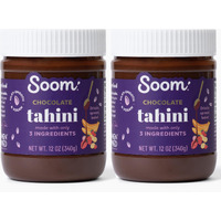 Soom Foods Chocolate Sesame Spread - 12Oz (2 Pack) | Made With 3 Ingredients, Low Sugar, Dairy-Free, Nut-Free, Gluten-Free, Palm Oil-Free | 5G Protein | Better For You Chocolate Spread