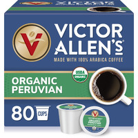Victor Allen's Coffee Organic Peruvian, Medium Roast, 80 Count, Single Serve Coffee Pods For Keurig K-Cup Brewers