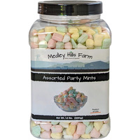 Assorted Party Mints By Medley Hills Farm In Reusable Container 1.5 Lbs. - Peppermint Pastel After Dinner Mints Candy - Great Wedding Mints For Guests, Baby Shower Or Birthday Party - Product Of Usa