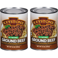Keystone All Natural Ground Beef 14 Ounce Long Term Emergency Survival Food Canned Meat | Fully Cooked Ready To Eat | Gluten Free Family Pack Of 2