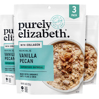 Purely Elizabeth Collagen Oatmeal, Vanilla Pecan, Made With Organic Oats, Amaranth, Quinoa, And Chia Seeds, Gluten-Free, Non-Gmo (3Ct, 8Oz Bags)