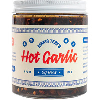 Mama Teav's Hot Garlic Chili Crisp - Spicy Umami Crunchy Chili Oil Condiment - All Natural Vegan Healthy - Cold-Pressed Grapeseed Oil - 6Oz