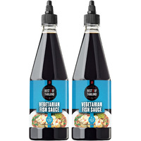 Best Of Thailand Vegetarian Fish Sauce | [Improved No Msg] Real Authentic Asian Brewed Vegan Sauces For Dressings & Cooking | Certified Kosher & Fat-Free | 2 Pack - Each 23.65 Fl Oz