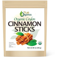 True Organic Ceylon Cinnamon Sticks, 08 Ounces Bulk Bag, Usda Organic & Kosher Certified, Non-Gmo, Ceylon Cinnamon Stick, Pure Ceylon Quality