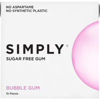 Simply Gum | Sugar Free Xylitol Chewing Gum | Bubblegum | Pack Of Six (90 Pieces Total) | Synthetic Free + Sugar Free + Aspartame Free