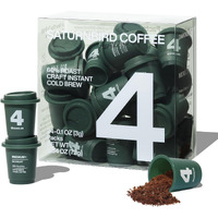 Saturnbird Coffee Instant Cold Brew, Medium-Dark Roast (No.4), 100% Arabica Coffee Powder, Enjoy Cold/Hot, 24 Single Serves Perfect For Iced Coffee, Camping, Travel, Home, Office