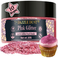 Pink Edible Glitter For Drinks, Bulk- 10G - Pink Luster Dust Edible Glitter For Cakes, Pink Sprinkles For Cake Decorating, Edible Cake Decorations, Drink Glitter 100% Food Safe, Vegan, Gluten Free.