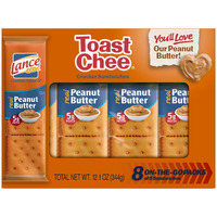 Lance Toast Chee Crackers With Real Peanut Butter, 6 Crackers/Pack (8 Pack Tray) 12 Oz. Net