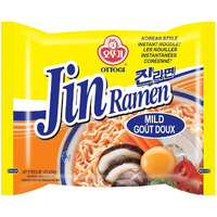 Ottogi Jin Ramen Mild Flavor, Authentic Korean Instant Noodle, Genuine Korean Ramen Soup Mix, Savory & Rich Gourmet Ramen 4.23Oz X 4 Pack
