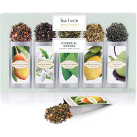Tea Forte Single Steeps Loose Leaf Green Tea Sampler, Assorted Variety Tea Box, Single Serve Pouches, 15 Count (Pack Of 1)