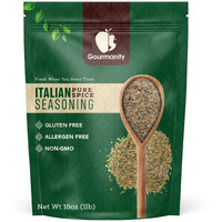 Gourmanity Italian Seasoning, The Perfect Blend Of Oregano, Basil, Marjoram, Rosemary And Thyme Herbs, Salt-Free, Use On Spaghetti, Pizza, Salad, Pasta, Non-Gmo, 1Lb [16Oz] Bag