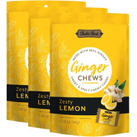 Bali's Best Ginger Chews - Zesty Lemon Flavor (3 Pack) 100% Real Ginger, Sweet Spicy Chewy Lemon Ginger Candies, 3X 5.08Oz 144G Bags, Great Snacks For Sharing And Gift Baskets