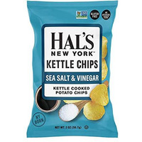 Hal's New York Kettle Cooked Gluten Free Sea Salt & Vinegar Flavored Potato Chip Crisps, 2 Oz (Pack Of 24)