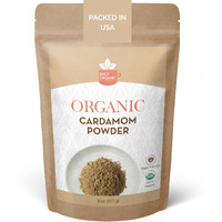 Spicy Organic Ground Cardamom, 8 Oz. - Fresh Cardamom Powder - Also Known As Elaichi, Cardamon - Usda Certified Organic, Gluten-Free, Non-Gmo - Enhances Taste In Baking, Coffee, Tea, And Curries