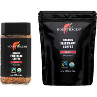 Mount Hagen Jar + Resealable Pouch Organic Freeze Dried Instant Coffee - Combo Pack | Eco-Friendly, Fair-Trade Medium Roast Arabica Beans [3.53Oz Jar + 7.05Oz Resealable Pouch]