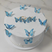 Edible Wafer Paper Butterfly Set 28 Blue Cake Decorations, Cupcake Topping