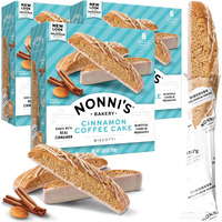 Nonni's Cinnamon Coffee Cake Biscotti Italian Cookies - 3 Boxes Italian Biscotti Almond Cookies W/Cinnamon Streusel Icing - Biscotti Individually Wrapped Cookies - Kosher Coffee Cookies - 6.88 Oz