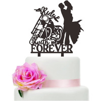 Motorcycle Wedding Cake Topper, Ride With Me Forever Cake Topper, Bride And Groom With Motorcycle Cake Topper For Wedding/Anniversary/Bridal Shower Party Decor
