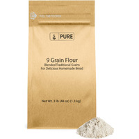 Pure Original Ingredients 9 Grain Flour (3 Lb), Bread, Dough, Storable, Transportable, No Additives Or Fillers