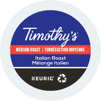 Timothy's, Italian Roast, Single-Serve Keurig K-Cup Pods, Medium Roast Coffee, 96 Count (4 Boxes Of 24 Pods)