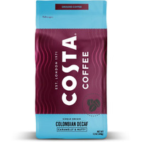 Costa Coffee Ground Coffee, Colombian Decaf Medium Roast, 12Oz Each, Rainforest Alliance Certified