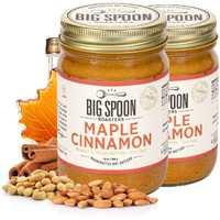 Big Spoon Roasters Maple Cinnamon Peanut & Pecan Butter - Low Sugar Peanut Butter - Creamy Peanut Butter W/Maple Syrup, Organic Peanuts & Pecans - Keto, Vegan, Palm Free Maple Nut Butter - 26 Ounces