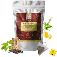 Tulsi Ashwagandha Green Tea Bags (50 Count), Green Tea With Tulsi, Ashwagandha, Lemongrass And Black Pepper, Caffeinated, Real And Natural Green Tea, Blended With Fresh Herbs And Spices, Gluten Free