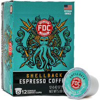 Fire Department Coffee - Gives Back To Firefighters - Bold & Smooth Shellback Espresso Coffee Pods - Roasted In The Usa - Made With Premium Coffee Beans - Veteran Owned - 12 Single Pods