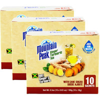 Jamaica Mountain Peak Ginger Turmeric Tea, Sweetened, 10 X 0.63 Ounce Sachets (Pack Of 3) -10 Count (Pack Of 3)
