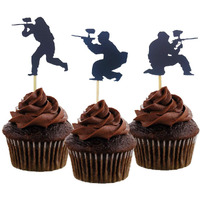 Morndew 24 Pcs Paintball Cupcake Toppers For Sport Party Baby Shower Birthday Party Wedding Party Decorations