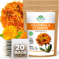 20 Bags Calendula Tea Dried Calendula Flowers Herb Herbal Tea (Calendula Officinalis) - 20 Count 1.5 G Tea Bags Calendula Flowers Flower Herb Tea Kalendula Te De Calendula