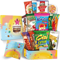 Midi International Snack Box | Premium Exotic Foreign Snacks | Unique Snack Food Gifts Included | Light Blue Space Theme | Candies From Around The World | 12 Full-Size + 1 Bonus Snacks