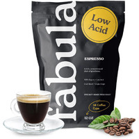 Fabula Low Acid Coffee Beans Whole, Organic Espresso Coffee - Non-Gmo - No Molds - Mycotoxins Pesticides Free - Single Origin Coffee - 12 Oz