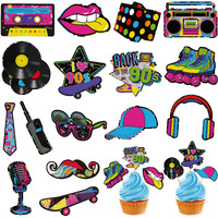 32 Pieces Cupcake Topper Theme Birthday Party Decorations For Adults Party Decorations Totally Party Supplies Diy Dessert Cupcake Toppers Supplies Roller Skate Cake Topper (90S Style)