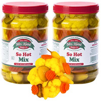 32 Oz. Fresh Pickled Vegetables, 2 Jars, So Hot Mix Of Cauliflower Bites, Carrots, Hot Pickles & Chilito Peppers In Spicy Pickle Brine, Vegan Snack