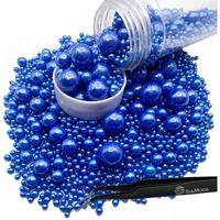 Royal Blue Edible Pearls For Cake Decorating 5.1 Oz | Royal Blue Cake Pearls | Edible Sugar Pearls | Edible Cake Decorations | Royal Blue Pearl Sprinkles For Cookies, Ice Cream, Cake And Cupcake Decorating With Tweezers