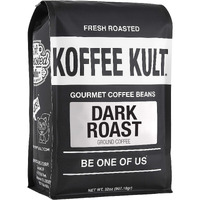 Koffee Kult Dark Roast Ground Coffee - Small Batch Gourmet Aromatic Artisan Blend 100% Arabica Coffee Organically Sourced (Ground, 32Oz)