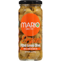 Mario Camacho Greek Organic Green Olives Pitted With Touch Of Olive Oil, 6.25 Ounce