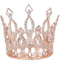 Rhinestone Crown Cake Topper Birthday Party Wedding Decor Supply For Women Lady Girl Bridal Wedding Themed Baby Shower Decorations Birthday Party (Rose Gold)