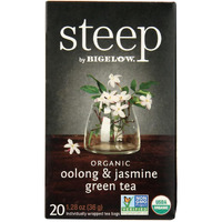 Steep Organic Oolong With Jasmine Green 20 Count Box, Certified Organic, Gluten-Free, Kosher Tea In Foil-Wrapped Bags