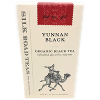 Silk Road Teas, Organic Yunnan Black Tea, English Breakfast Tea, Fair Trade, Spicy Aroma & Malty Taste, ""Mocha Of Tea"", Enjoy Hot Or Iced,15 Non-Gmo Biodegradable Tea Bags
