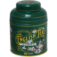New English Teas Vintage Victorian Tea Caddy With 80 English Teabags (Bottle Green)