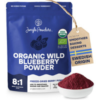 Jungle Powders Wild Blueberry Powder Organic 5 Ounce Bag Usda Certified - Antioxidant Rich Smoothies Freeze Dried Blueberries Organic Blueberry Extract For Baking From Whole Dried Organic Blueberries