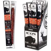 Icon Meats Bison And Pork Snack Sticks - Original Flavor - 24 Pack Of Individually Wrapped Jerky Meat Sticks, Usda Approved, All Natural, Diet Friendly, High Protein, Low Calorie, Sugar Free