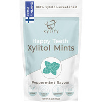 Xylitol Mints For Oral Care - Peppermint Flavor, 100% Xylitol Sweetened, Sugar Free Candy, Happy Teeth Dental Mints From Finland, 5Oz - 245 Mints